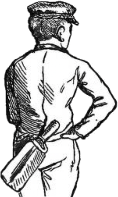 Aborist carrying a Pruning Knife in a leather sheath held over the shoulder